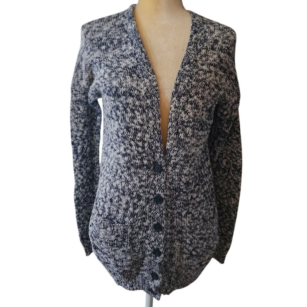 BP Navy Blue & White Button Down Cardigan Sweater Size Large